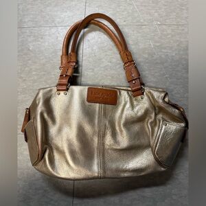 Kate Spade Vintage New York Gold Metallic Leather Satchel Bag